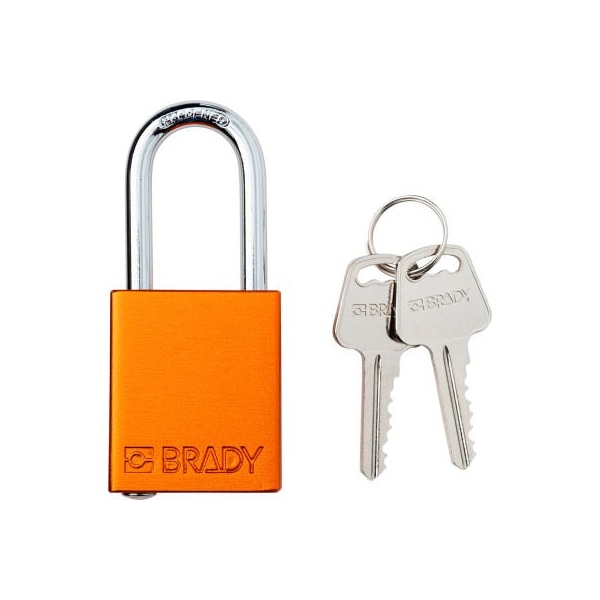 Brady Brady Safety Lockout Padlock, Keyed Different, 1-1/2in, Aluminum/Steel, Orange SDAL-ORG-38ST-KD - main